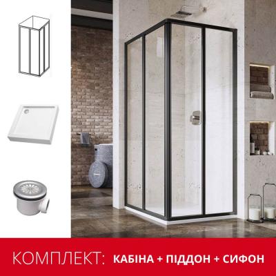 Душева кабінка Ravak Supernova SRV2-90 S (піддон Modena 90 Slim + сифон Basic 90) чорний/transparent Душева кабінка Ravak Supernova SRV2-90 S (піддон Modena 90 Slim + сифон Basic 90) чорний/transparent
